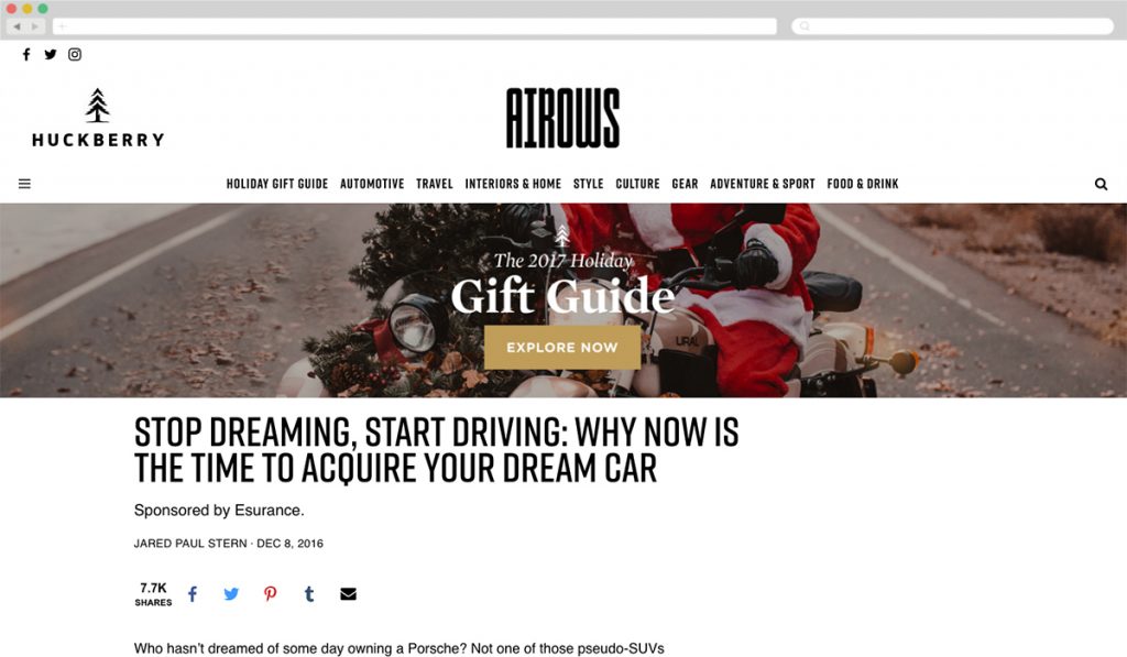 Airows + Esurance [Best Automotive] - Best Native Ads 2017