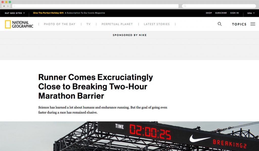 IntegrationNike + National Geographic [Best Integration] - Best Native Ads 2017