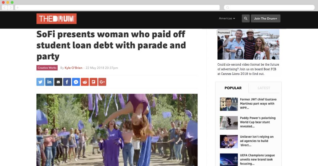 SoFi throws a paid off debt party