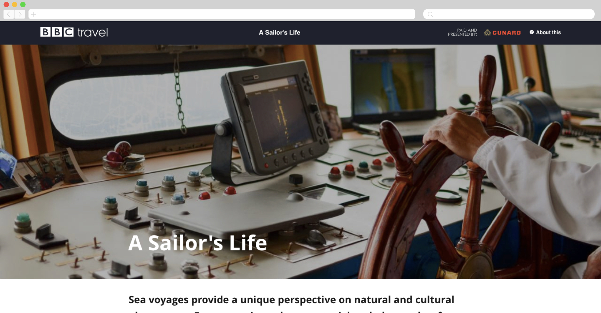 BBC + Cunard about the life of a sailor