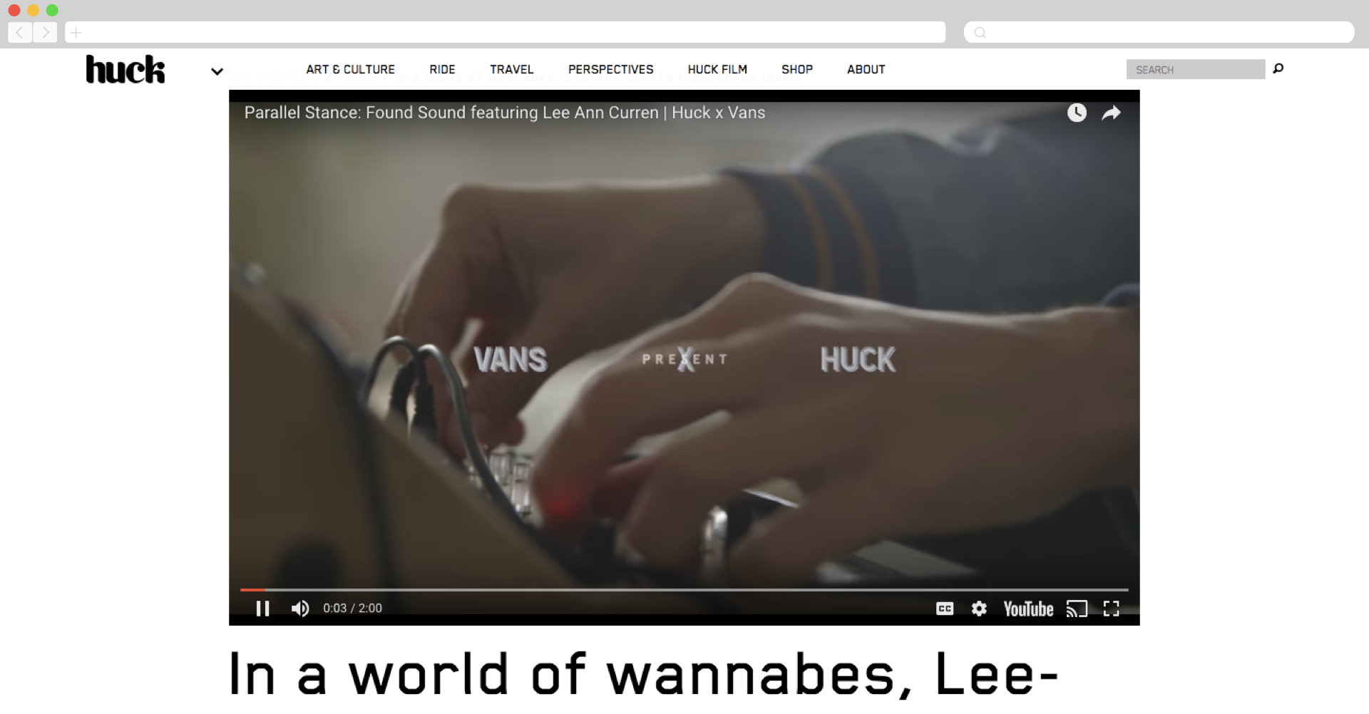 Van partners up with Huck to reach a niche audience.