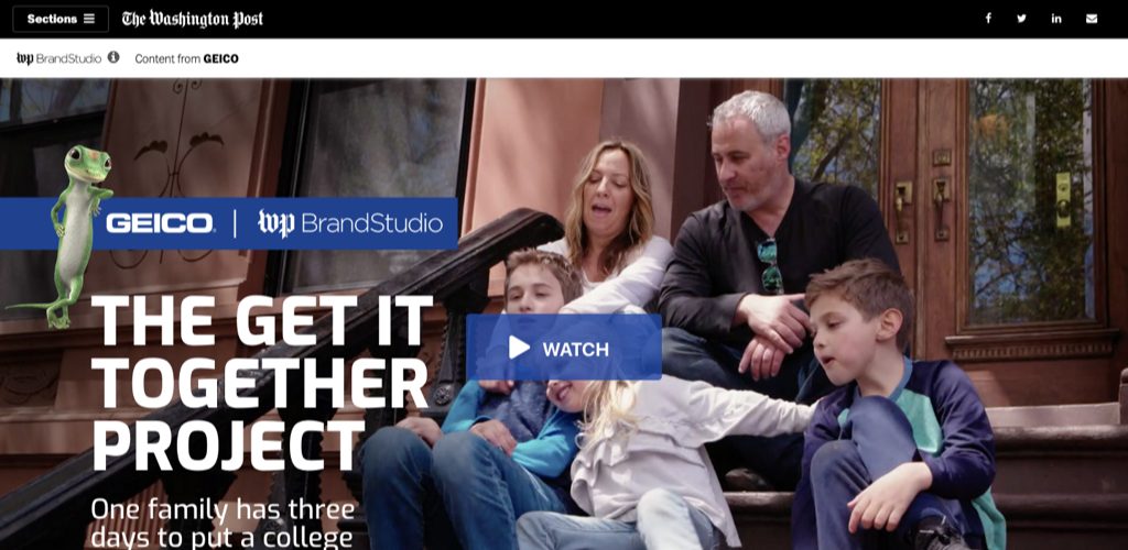 Geico on Washington Post college savings plan