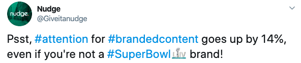 tweet by Nudge, on super bowl data