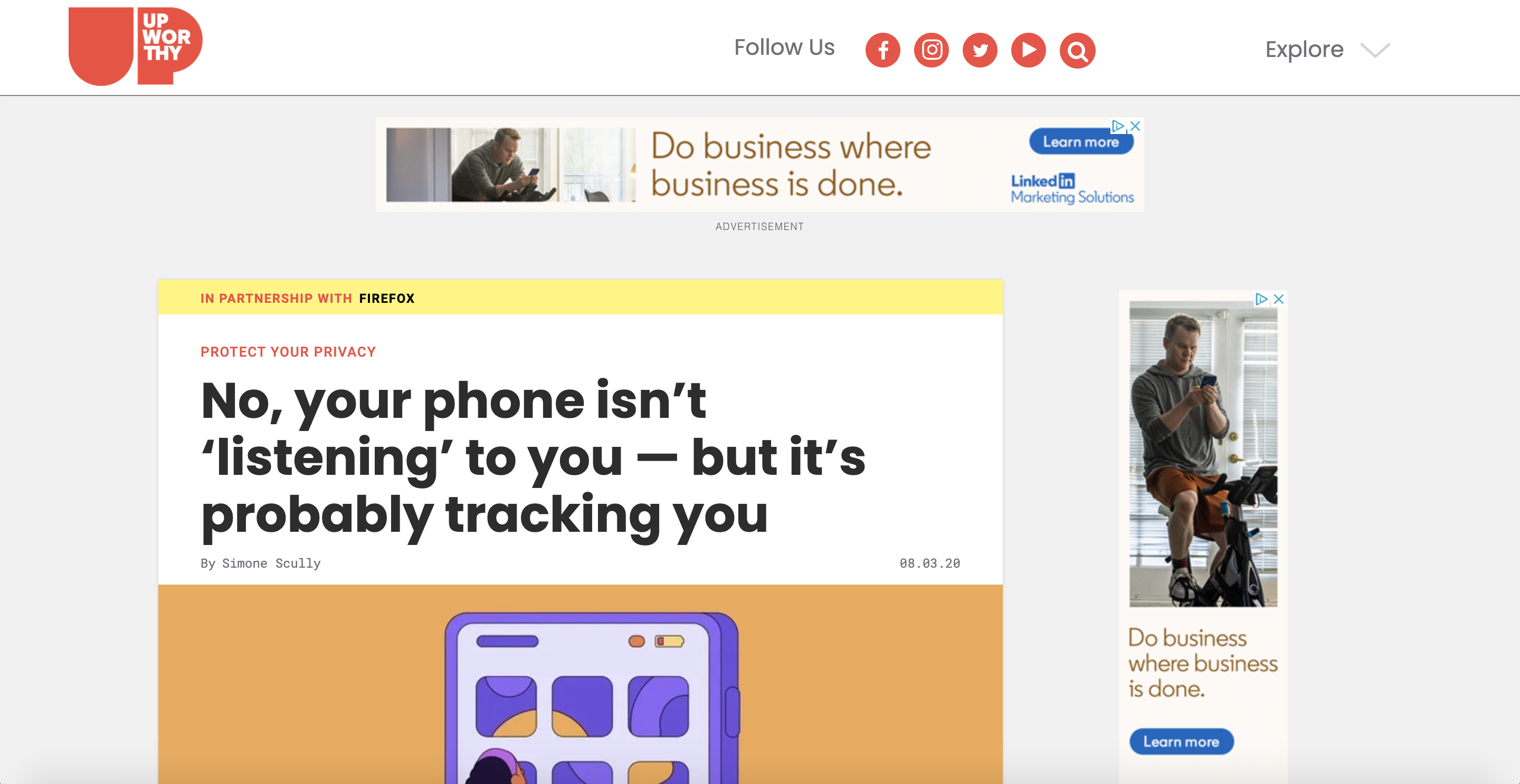 Branded content by Firefox on Upworthy