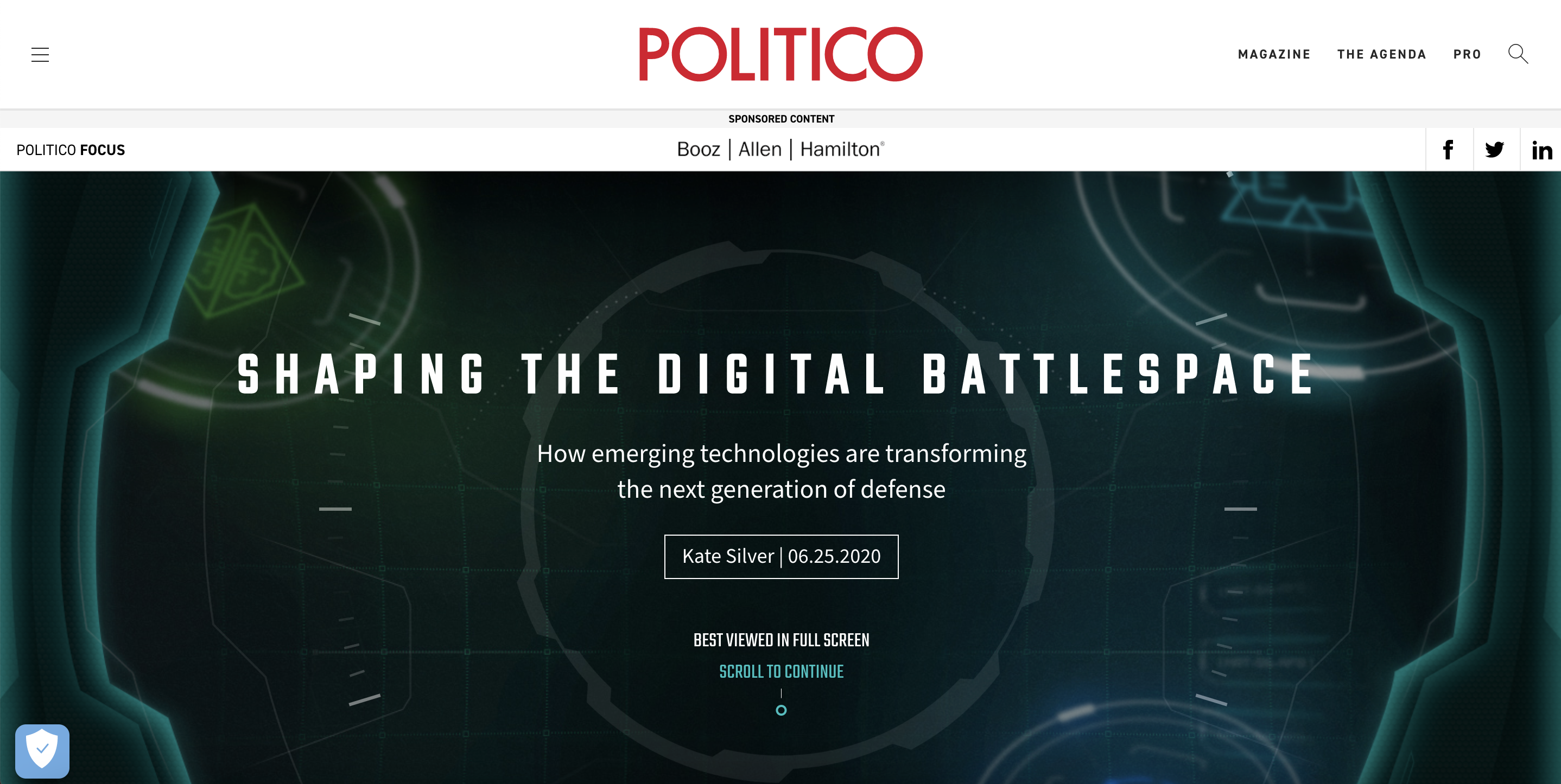 Branded content by Booz Allen Hamilton on Politico