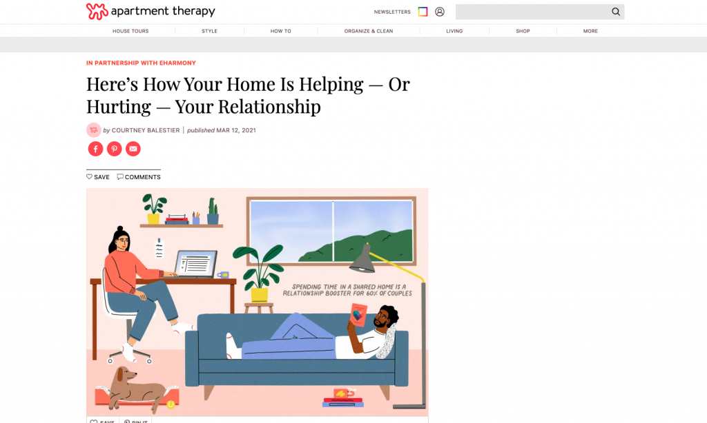 branded content by eharmony on apartment therapy